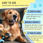 Pet Detangling Comb, Double-Sided Grooming Brush for Dogs & Cats, One-Click Clean Undercoat Rake for Shedding Mats - Image 8