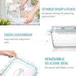 【New Arrival】Vtopmart 6.5L Extra Large and 18 Pack Combo Glass Food Storage Containers with Snap Airtight Lids for Roasting Turkey, Chicken, Baking Casserole, Fruits, Party, BPA Free, Oven Safe, Freezer, Dishwasher Outdoorfun - Image 9