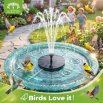 Solar Bird Bath Fountain with 6 Nozzles, Solar Powered Floating Water Fountain Pump for Bird Bath, Pond, Pool, Garden, Fish Tank and Outdoor - Image 2
