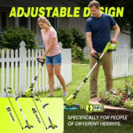 Saker 22V 12-In Cordless Lawn Mower, 3-In-1 Garden Tool (Mower, Trimmer, Edger) with Auto Cord Feed, 2×2.0Ah Batteries, Lightweight for Small to Medium Backyards - Image 5