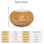 550ml Ultrasonic Aroma Diffuser with Remote Control, 7 LED Light Settings, Whisper-Quiet Operation for Sleep and Relaxation - Image 5