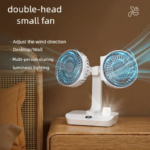 Double Head Desktop Oscillating Fan USB Rechargeable 4000Mah Battery Powered Portable Automatic Rotating Table Fan 4 Gear Wind - Image 2