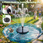 Solar Bird Bath Fountain with 6 Nozzles, Solar Powered Floating Water Fountain Pump for Bird Bath, Pond, Pool, Garden, Fish Tank and Outdoor - Image 3
