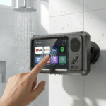 Waterproof Box Speaker, Bathroom Waterproof360 Rotating Touch Screen, Bluetooth Speaker,Watch Movies, Listen to Music, Phone Holderbluetooth Speaker Audio Shower TV Holder,Swimming Pool, Kitchen, Bathroom, Sink - Image 2