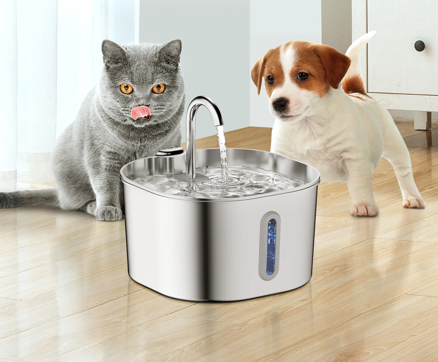 c166065f4b8109a7f6eb5a8001268b3c-2.png Stainless Steel Pet Water Fountain – 2.2L Smart Dispenser - Image 1