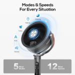 Sunspire Large Fan for Bedroom, 120° Oscillating Standing Fan, 85Ft Air Circulator with Remote, DC Motor Quiet Floor Fans, Adjustable Height, 12 Speeds, 5 Modes, 12H Timer - Image 4
