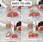 Vacuum Sealer for Food with Visual Water Storage Tank, Handheld Saver Vacuum Sealer Machine With10 Reusable Bags for 5X Preservation & Fresh - Image 9