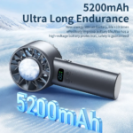 Ice Cooling Handheld Mini Fan Portable 5200Mah High Speed Fan 100 Speed Adjustable with Cooling Pad Digital Display - Image 3