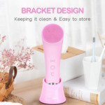 Facial Cleansing Brush, Rechargeable Silicone Face Scrubber with Heat Massage End, Vibrating Exfoliator Scrubber for Deep Cleaning, Waterproof Face Brush for Women and Men (Pink) - Image 9