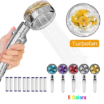 360 Degrees Rotation Turbo Fan Shower Head High Pressure Water Saving Spray Adjustable Showerhead Filters Bathroom Accessories - Image 3