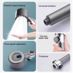 High Pressure Shower Head 4 Modes Adjustable Showerhead with Massage Brush Filters Water Saving Shower Bathroom Accessories - Image 7