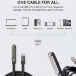 Invisible Holder Charger Cable with Stand, Super Fast Charging 2-In-1 Fast Charging Cord & Phone Stand for Gaming, Office, Car Travel, Compatible with Type-C Charging Cable Black - Image 7
