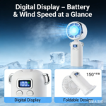 Ice Fan Portable High-Speed ​​Handheld Fan — 100 Adjustable Speed ​​Settings, Foldable Design; Your Ultimate Cooling Companion for Summer Travel, Vacations, and Outdoor Activities. - Image 5