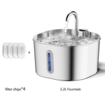 2.2L Automatic Cat Water Fountain Square Stainless Steel Pet Water Feeder Dog Water Fountain with Window(No 5V 1A Plug) - Image 9
