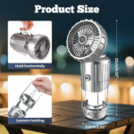Portable LED Camping Lantern with Fan, New Upgraded Multifunctional Solar Camping Lantern Rechargeable Solar Fan, Tent Camping Fan Hanging with Light (Stylea-Gold) - Image 3