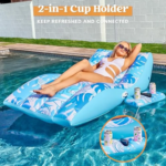 SLOOSH Inflatable Pool Floats Adult - Extreme Comfort Pool Lounge Chair with Detachable Cup Holder, Heavy Duty Lounger Floating Recliner Blow up Floaties Water Floaty Lake Beach Tanning Float - Image 4
