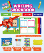 Reusable Learn-To-Write Workbook – Spiral-Bound Preschool Pen Control Tracing Book with Marker & Eraser, Reusable Letter & Number Practice for Kids Ages 3-6, 38 Pages of Lines, Shapes, Letters & Numbers - Image 6