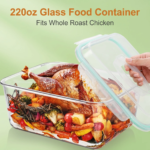 【New Arrival】Vtopmart 6.5L Extra Large and 18 Pack Combo Glass Food Storage Containers with Snap Airtight Lids for Roasting Turkey, Chicken, Baking Casserole, Fruits, Party, BPA Free, Oven Safe, Freezer, Dishwasher Outdoorfun