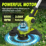 Saker 22V 12-In Cordless Lawn Mower, 3-In-1 Garden Tool (Mower, Trimmer, Edger) with Auto Cord Feed, 2×2.0Ah Batteries, Lightweight for Small to Medium Backyards - Image 4