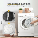 Cozy Plush Hooded Cat Bed, Indoor/Outdoor, Self-Warming Cave, Removable Washable Non-Slip Bottom - Image 5
